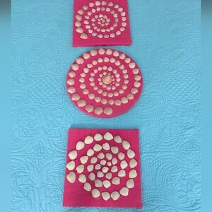 Seashell Art. 3 Pieces Pink, Wall Art. Home Decor